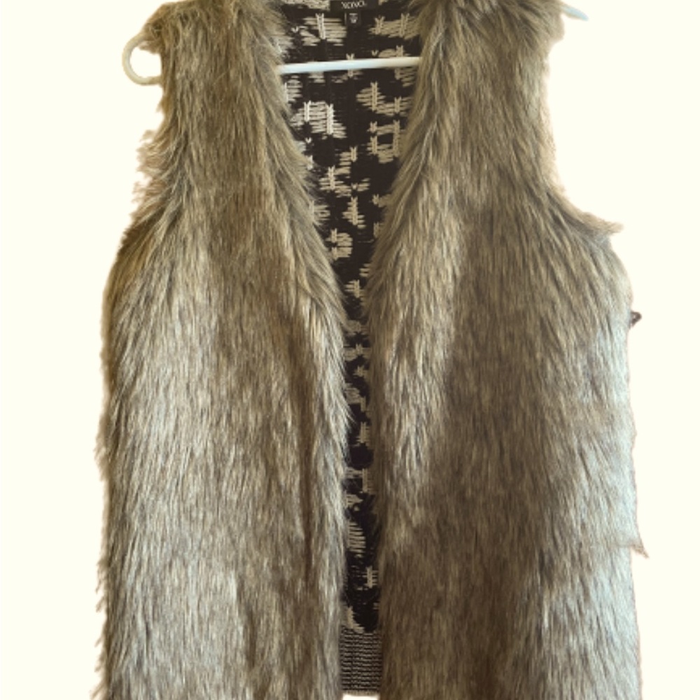 XOXO faux fur/animal print vest